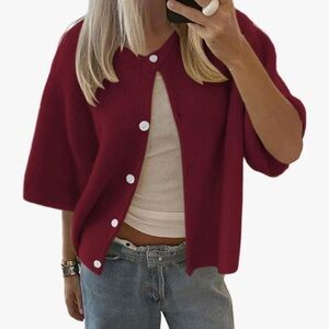 NWOT short sleeve “wine” colored sweater